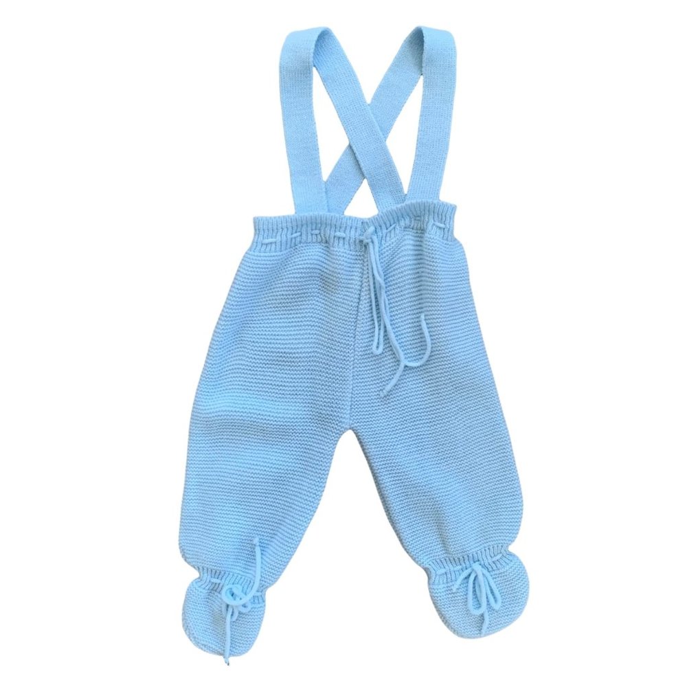 Vintage Layette Hand Knit Pastel Footed Overalls